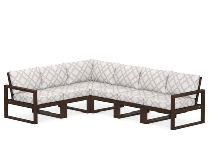POLYWOOD® EDGE 6-Piece Modular Deep Seating Set in Mahogany / Trellis Dune Burlap