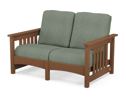 POLYWOOD® Club Mission Loveseat in Teak / Cast Sage