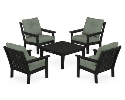 POLYWOOD® Vineyard 5-Piece Deep Seating Conversation Set in Black / Cast Sage