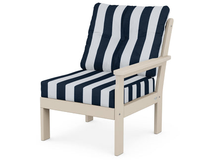 POLYWOOD® Vineyard Modular Right Arm Chair in Sand / Cabana Stripe Marine Indigo
