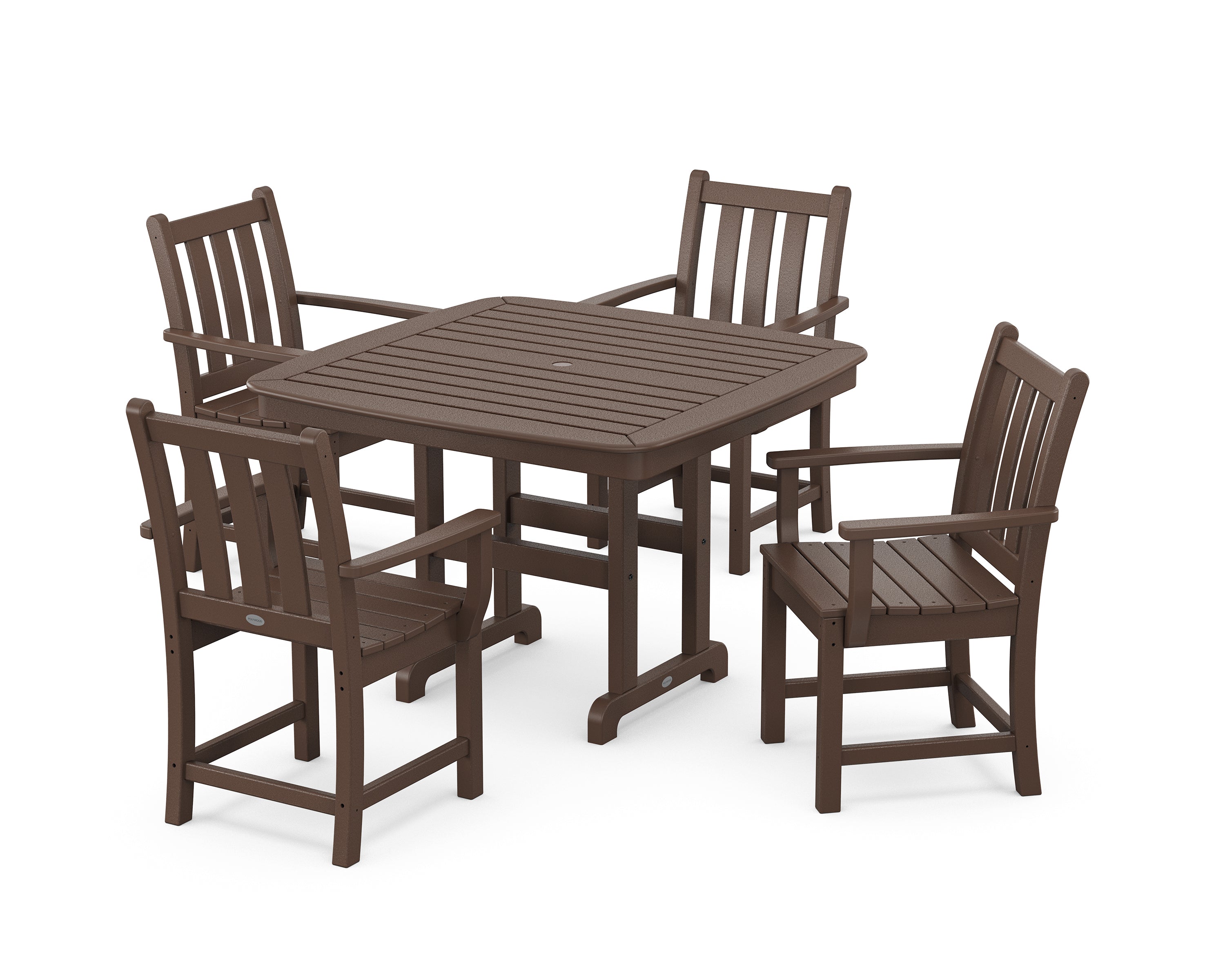POLYWOOD® Traditional Garden 5-Piece Dining Set with Trestle Legs in Mahogany