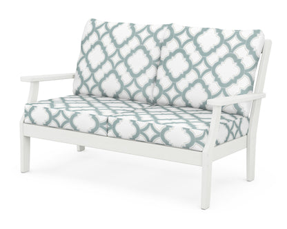 POLYWOOD® Braxton Deep Seating Loveseat in Vintage White / Trellis Glacier Spa