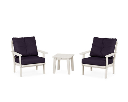 POLYWOOD® Mission 3-Piece Deep Seating Set in Sand / Navy Linen
