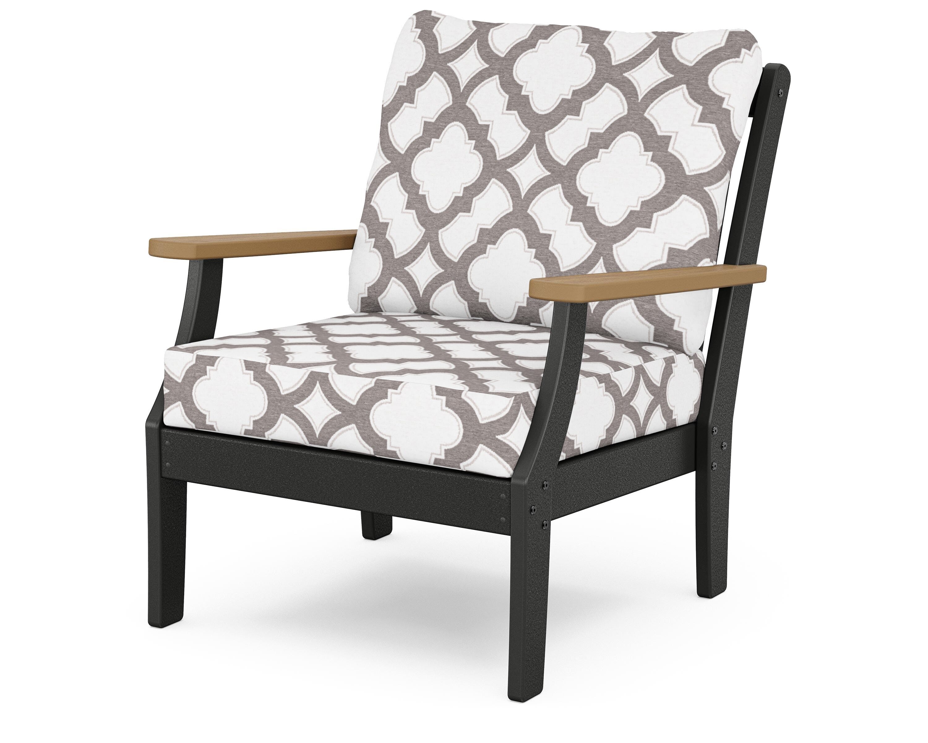 POLYWOOD® Braxton Deep Seating Chair in Black / Natural / Trellis Grey Mist