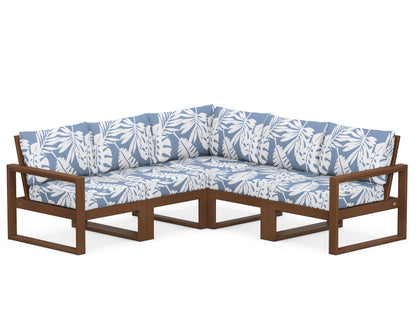 POLYWOOD® EDGE 5-Piece Modular Deep Seating Set in Teak / Leaf Sky Blue