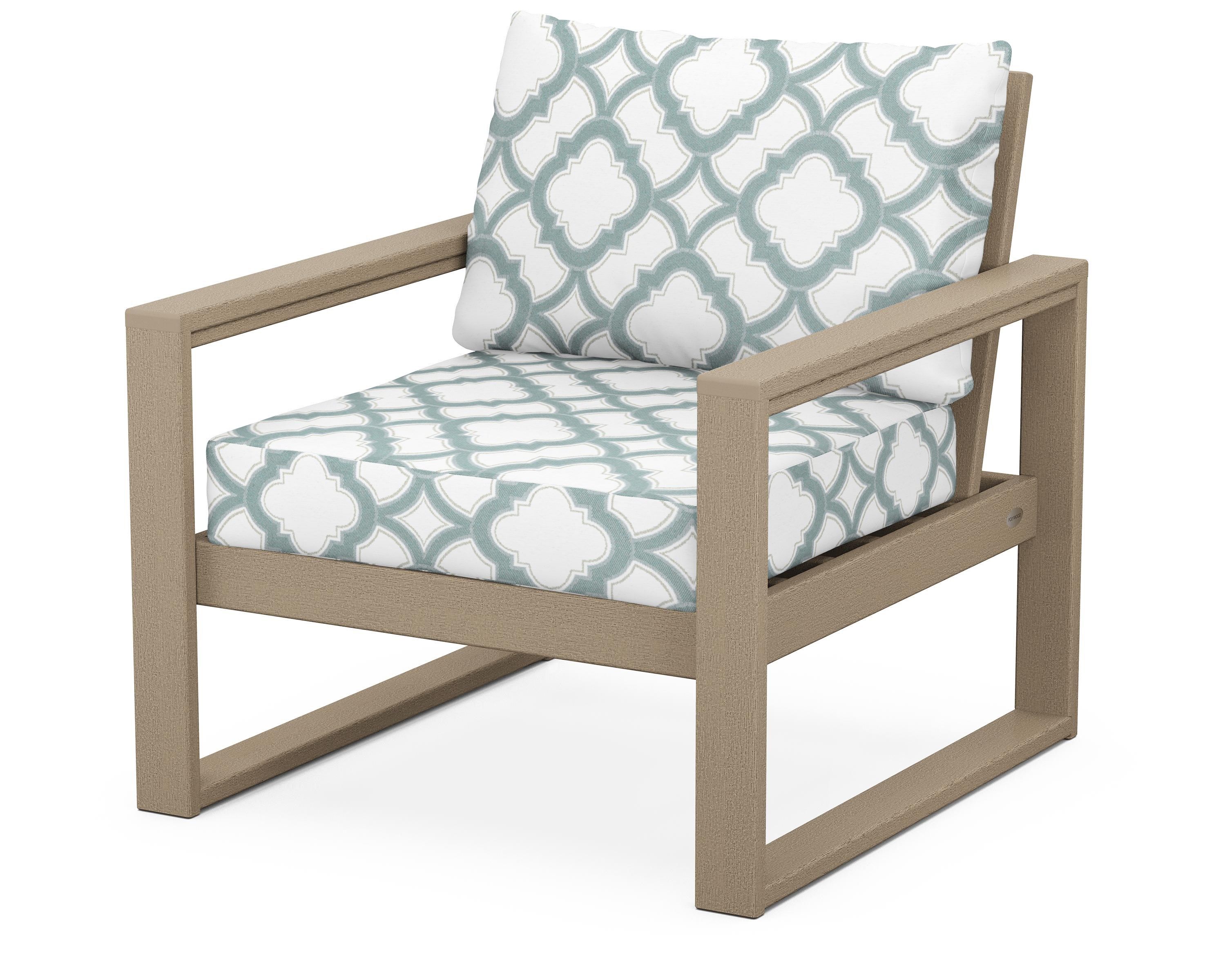 POLYWOOD® EDGE Club Chair in Vintage Sahara / Trellis Glacier Spa