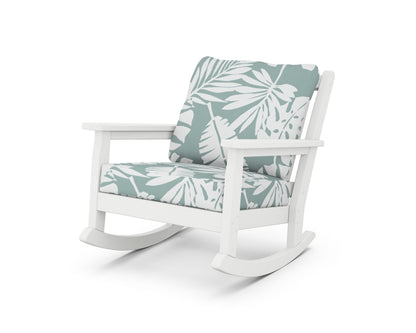 POLYWOOD® Chippendale Deep Seating Rocking Chair in White / Leaf Glacier Spa