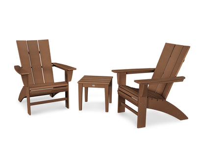 POLYWOOD® Modern 3-Piece Curveback  Adirondack Set in Teak