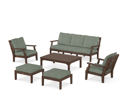 Martha Stewart by POLYWOOD® Chinoiserie 6-Piece Lounge Sofa Set in Mahogany / Cast Sage