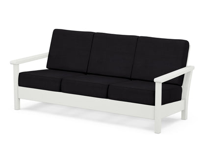 POLYWOOD® Harbour Deep Seating Sofa in Vintage White / Midnight Linen
