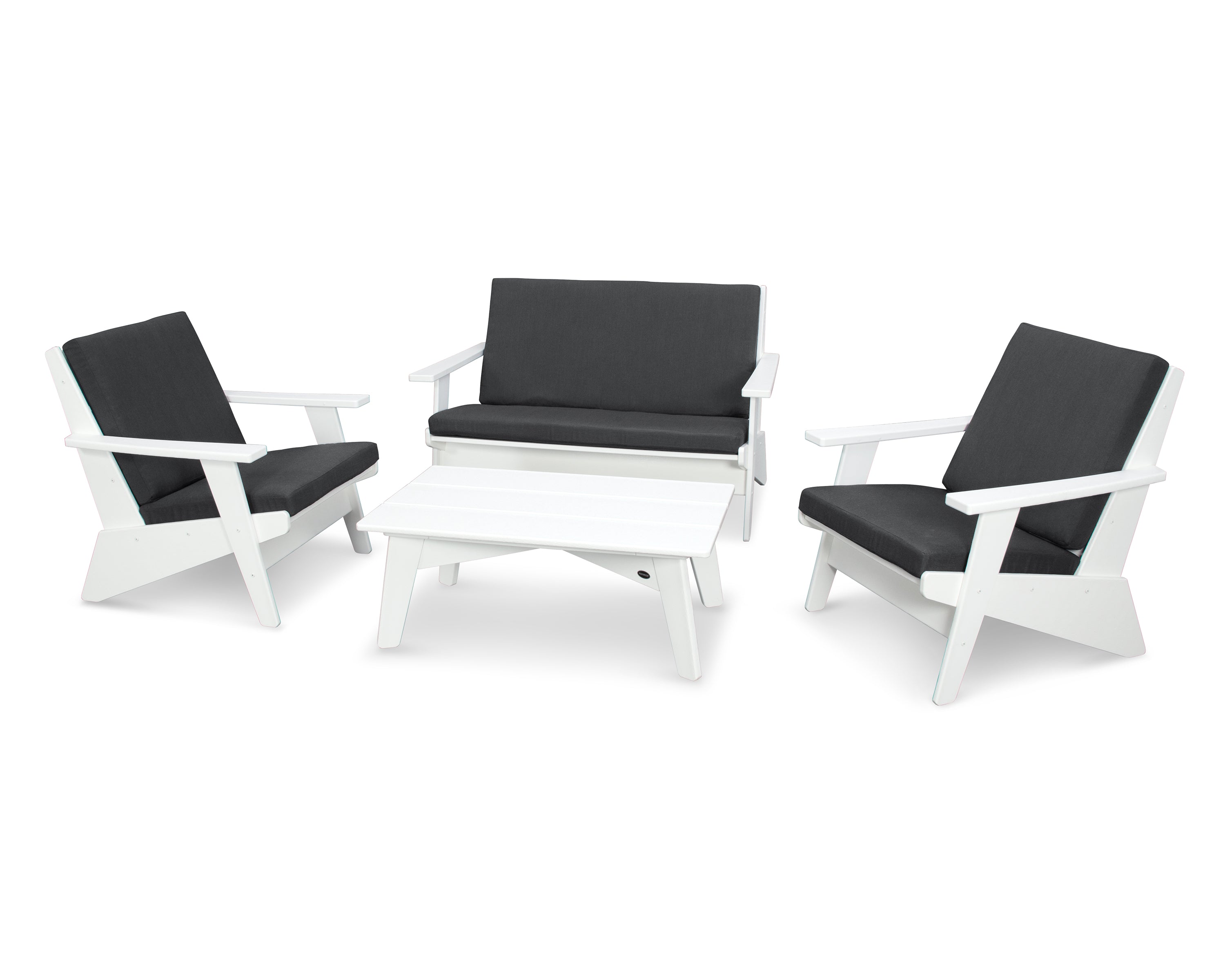 POLYWOOD® Riviera Modern Lounge 4-Piece Set in White / Spectrum Carbon