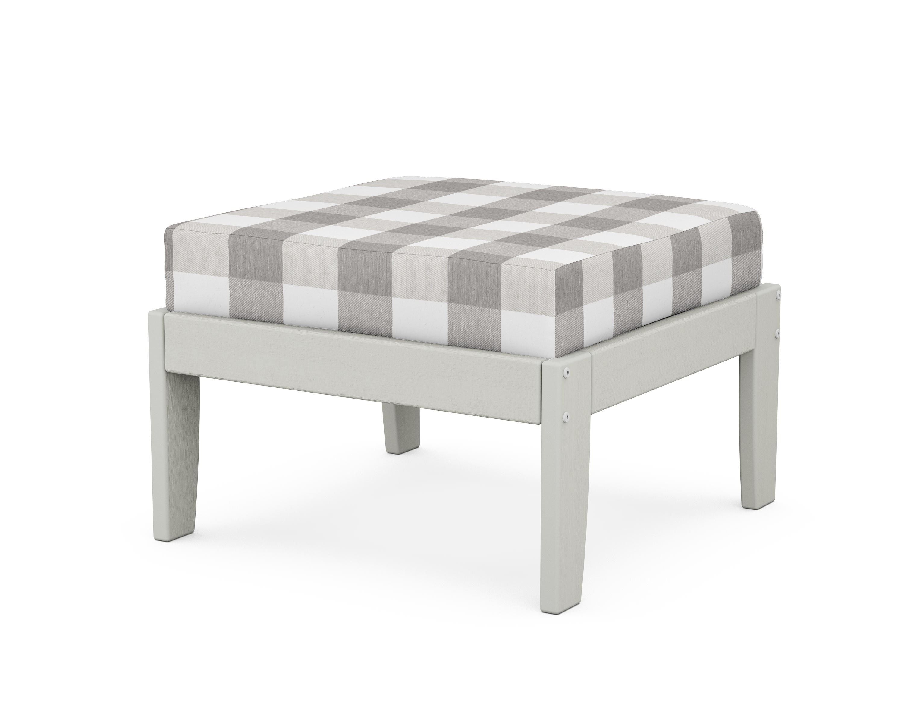 Unbranded Modular Ottoman - Classic in Vintage White / Buffalo Plaid Grey Mist