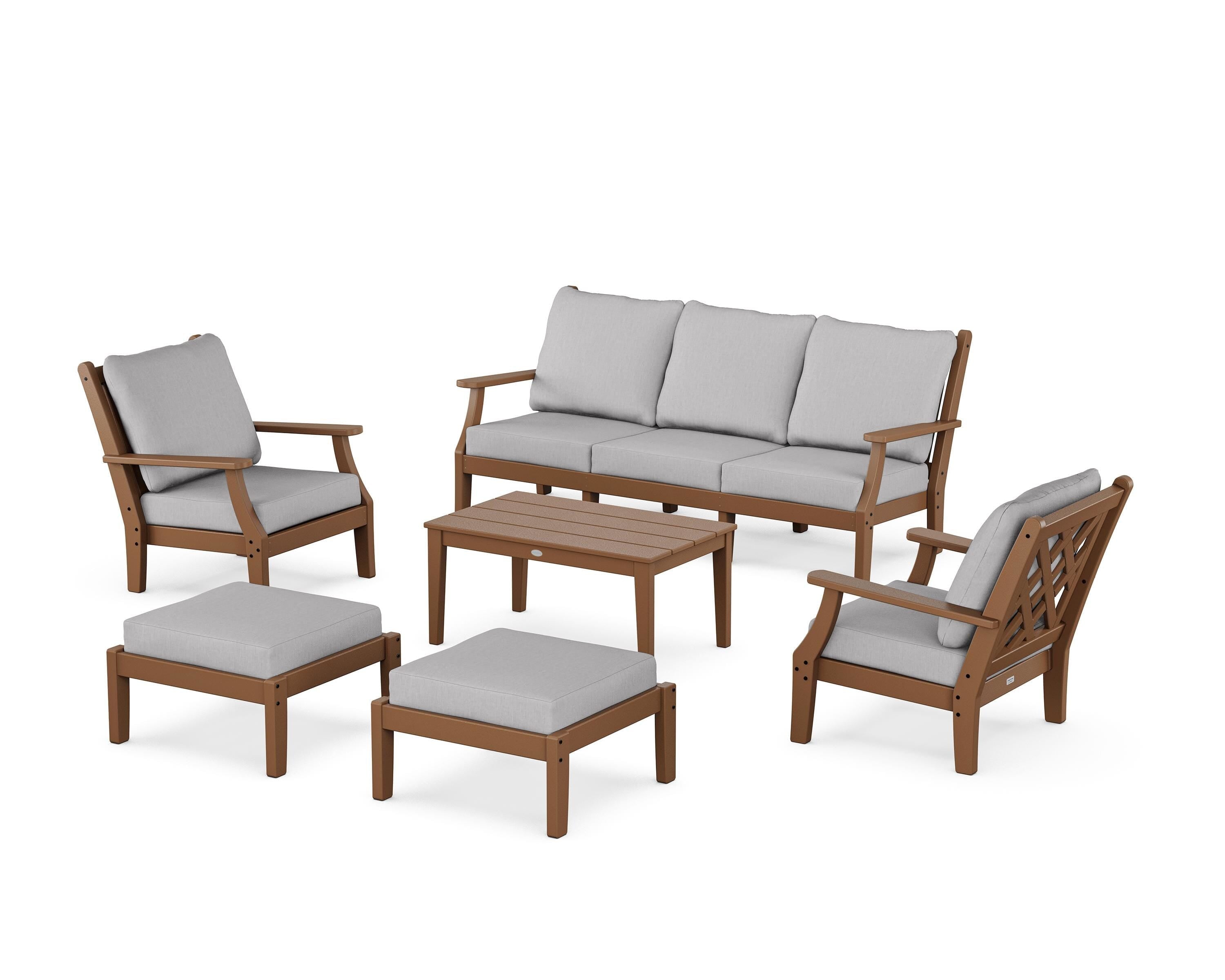 Country Living Wovendale 6-Piece Lounge Sofa Set in Teak / Granite