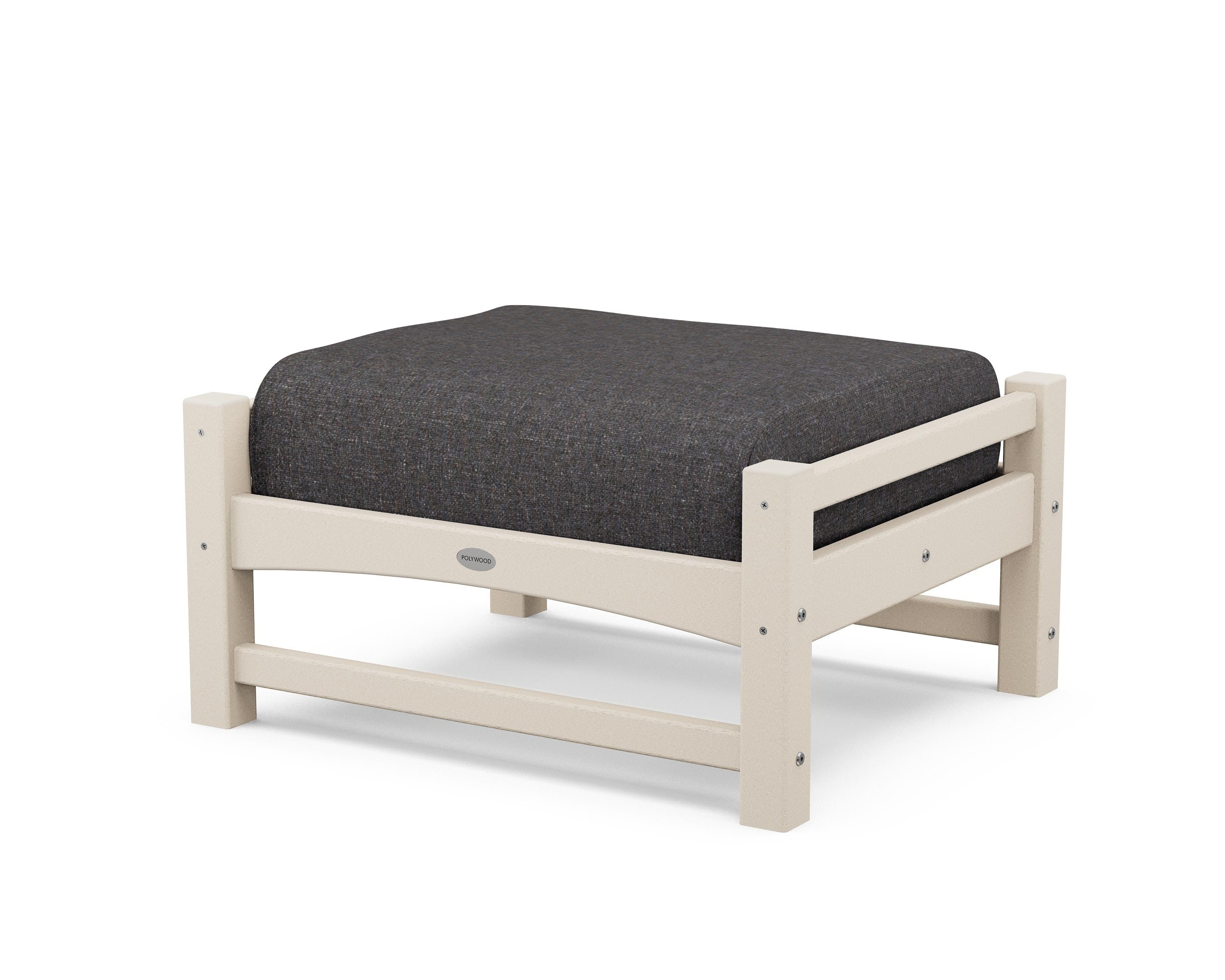 POLYWOOD® Club Ottoman in Sand / Ash Charcoal