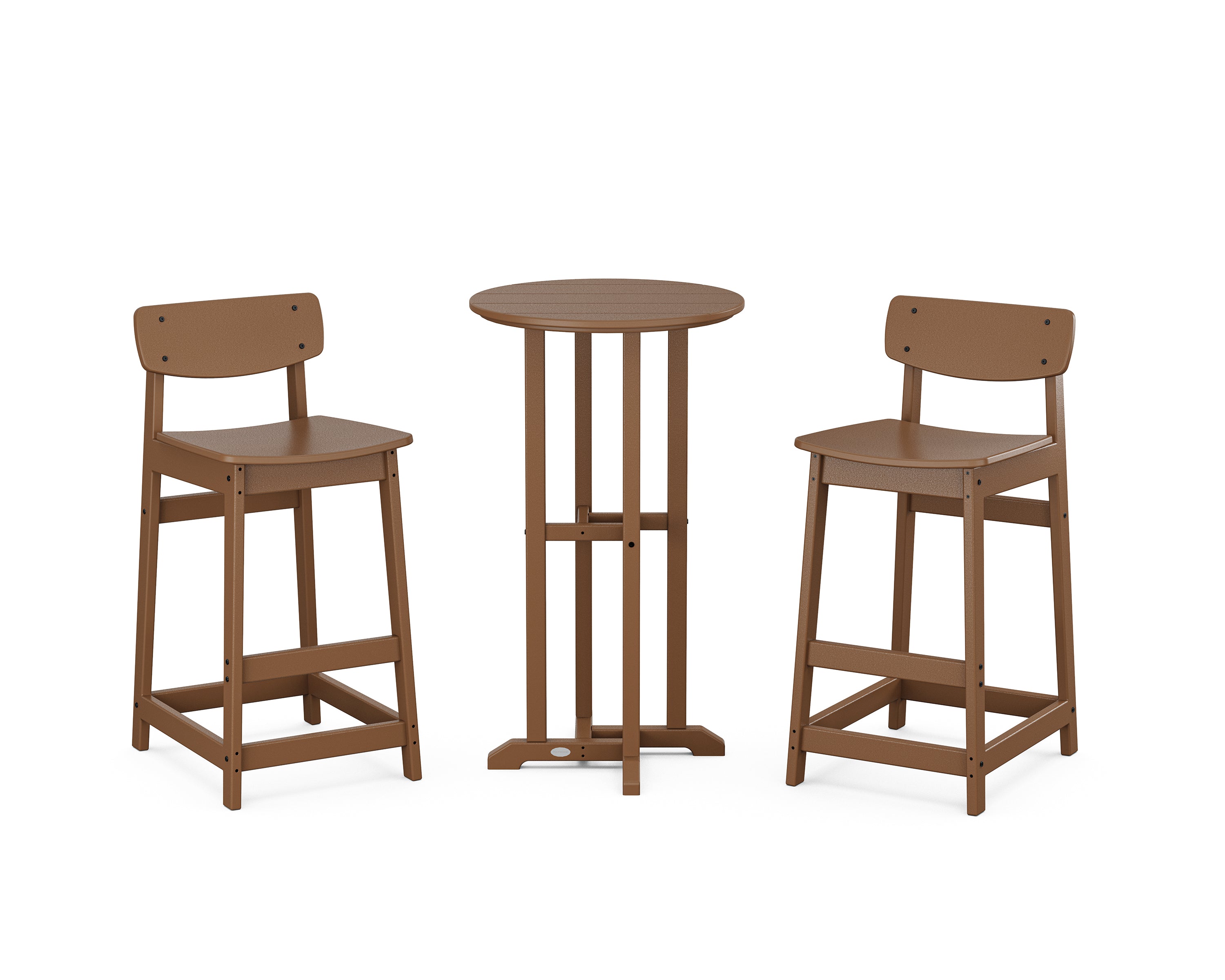 POLYWOOD® Modern Studio Urban Lowback Bar Chair 3-Piece Bistro Set in Teak