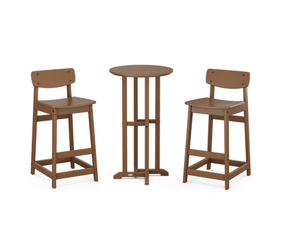 POLYWOOD® Modern Studio Urban Lowback Bar Chair 3-Piece Bistro Set in Teak