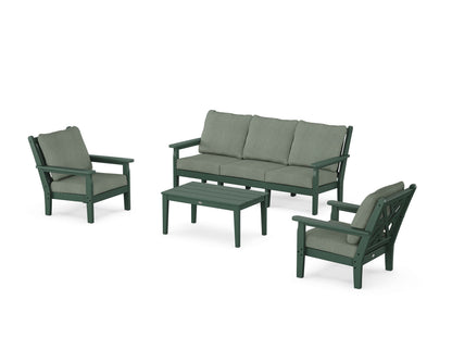 POLYWOOD® Chippendale 4-Piece Deep Seating Set with Sofa in Green / Cast Sage