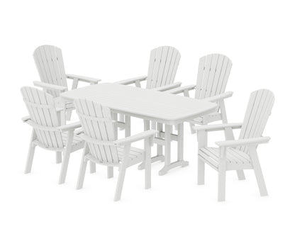 POLYWOOD® Nautical Curveback Adirondack 7-Piece Dining Set in White