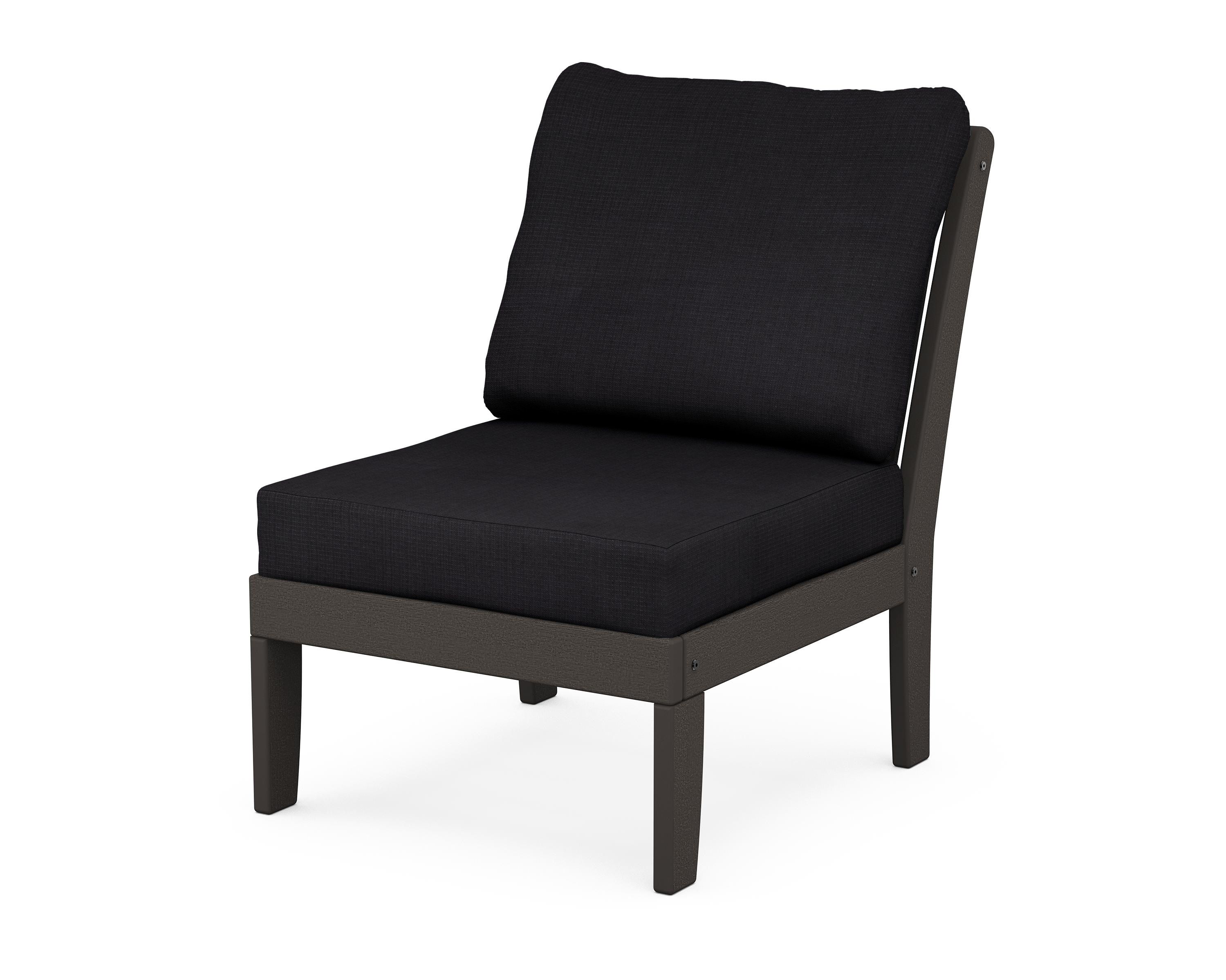 POLYWOOD® Braxton Modular Armless Chair in Vintage Coffee / Midnight Linen