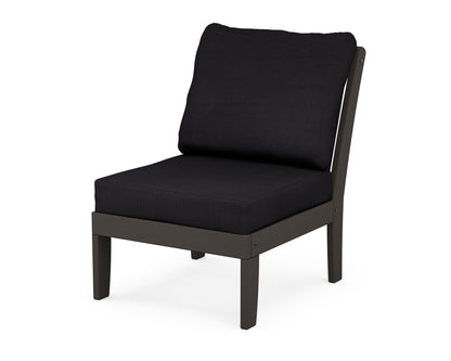 POLYWOOD® Braxton Modular Armless Chair in Vintage Coffee / Midnight Linen