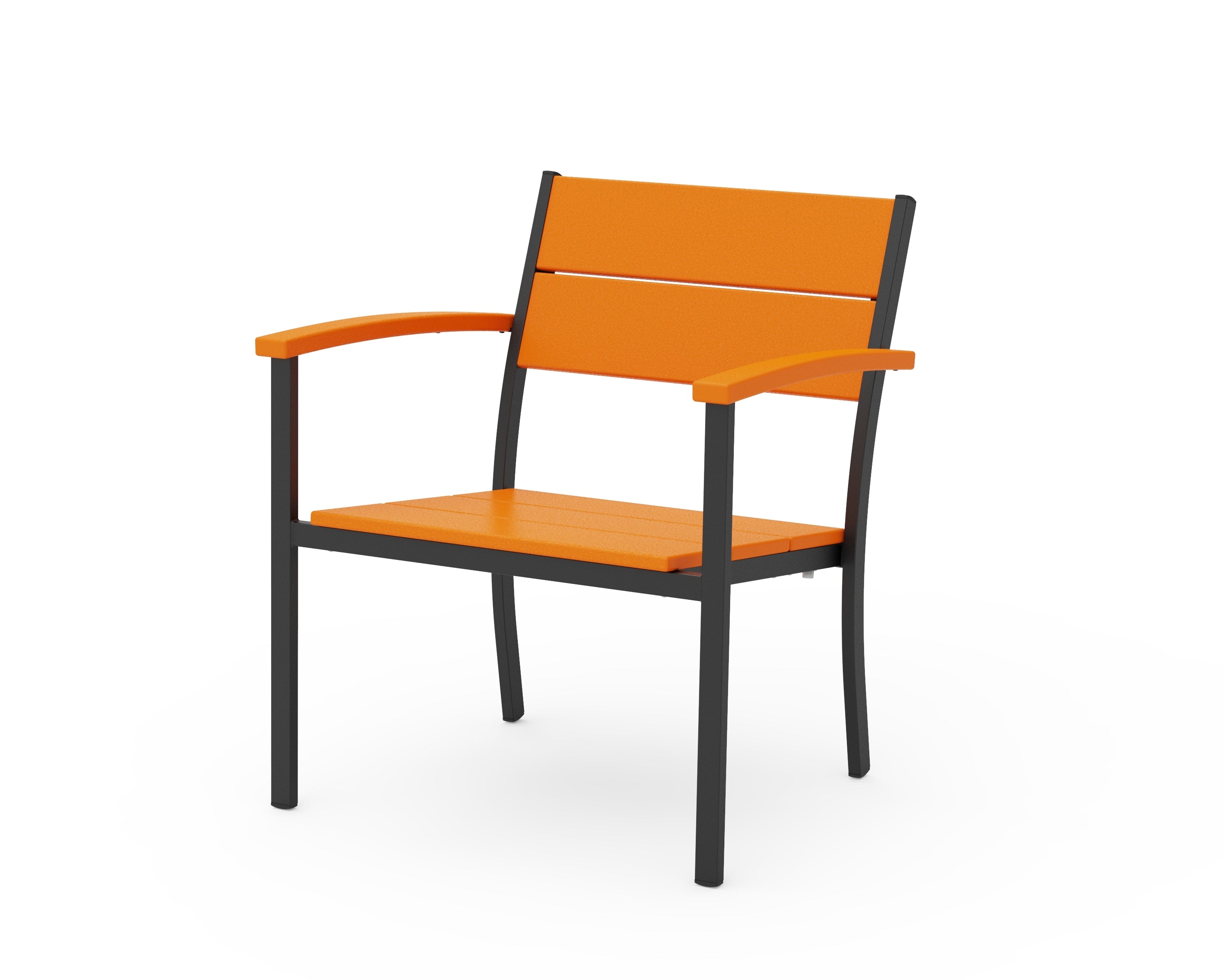 POLYWOOD® Main Street Stacking Lounge Arm Chair in Black / Tangerine