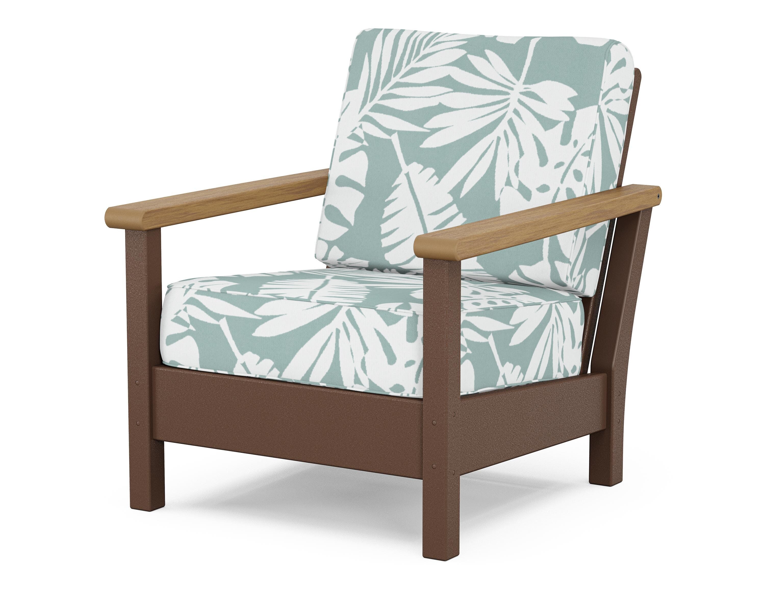 POLYWOOD® Harbour Deep Seating Chair in Mahogany / Natural / Leaf Glacier Spa