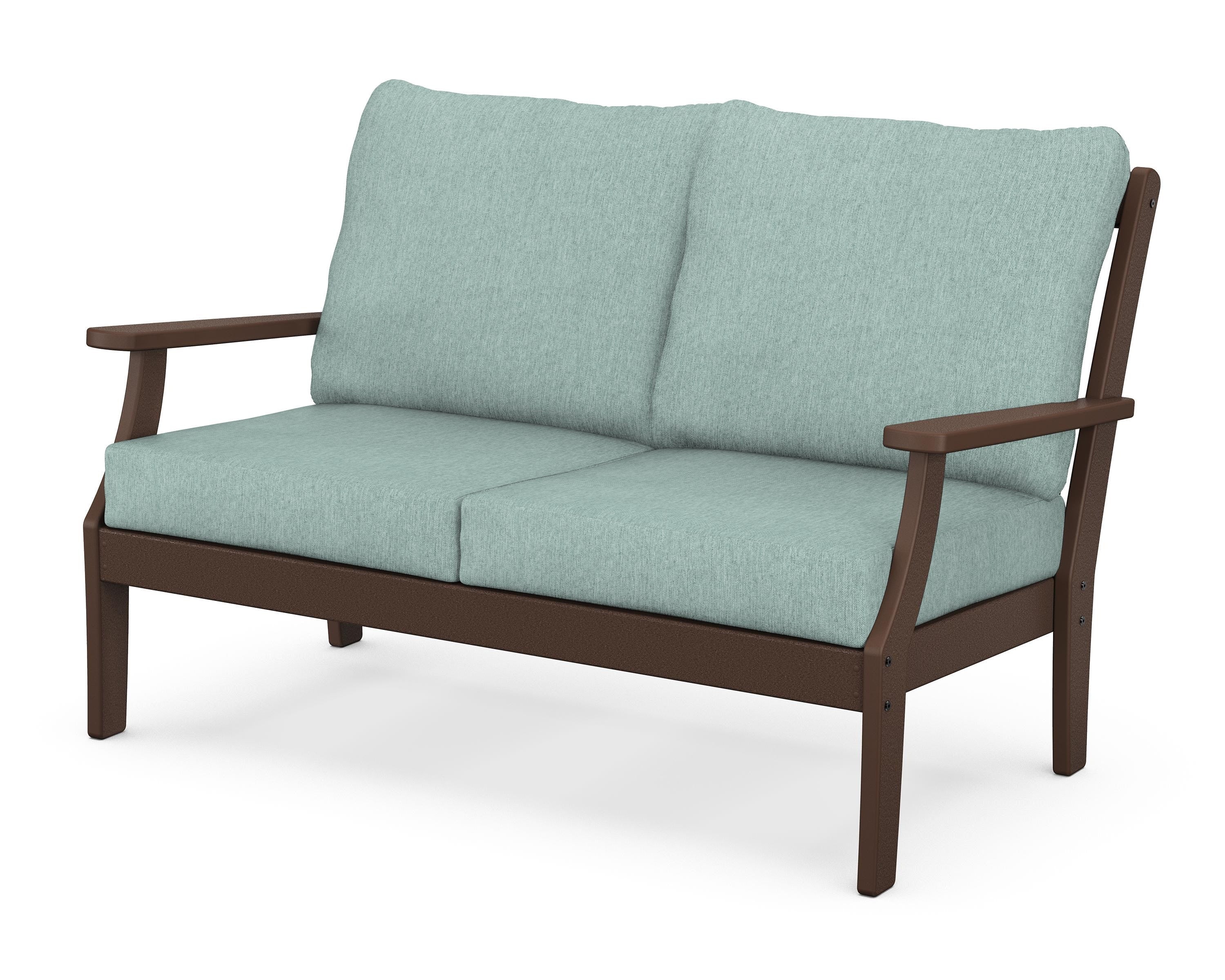 POLYWOOD® Braxton Deep Seating Loveseat in Mahogany / Glacier Spa