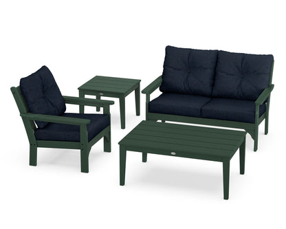 POLYWOOD® Vineyard 4-Piece Deep Seating Set in Green / Marine Indigo
