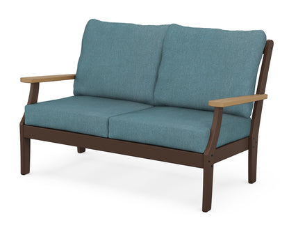POLYWOOD® Braxton Deep Seating Loveseat in Mahogany / Natural / Ocean Teal