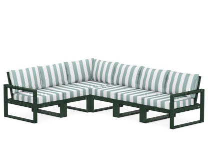 POLYWOOD® EDGE 6-Piece Modular Deep Seating Set in Green / Cabana Stripe Glacier Spa