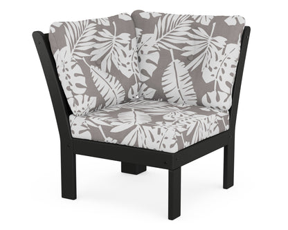 POLYWOOD® Vineyard Modular Corner Chair in Black / Leaf Grey Mist