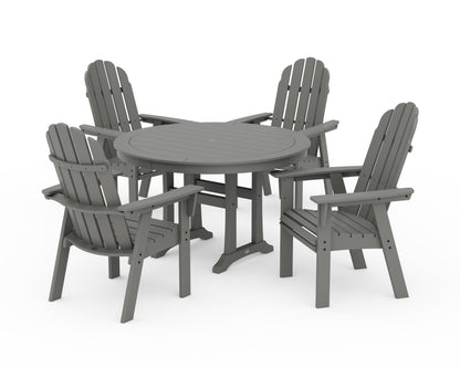 POLYWOOD® Vineyard Curveback Adirondack 5-Piece Nautical Trestle Dining Set in Slate Grey