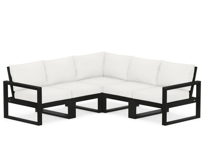 POLYWOOD® EDGE 5-Piece Modular Deep Seating Set in Black / Natural Linen