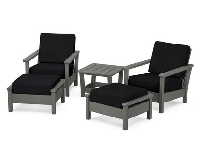 POLYWOOD® Harbour 5-Piece Deep Seating Chair Set in Slate Grey / Midnight Linen