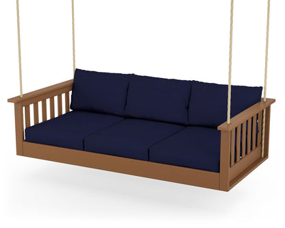 POLYWOOD® Vineyard Daybed Swing in Teak / Navy