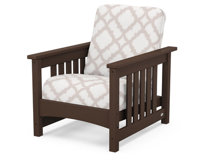 POLYWOOD® Club Mission Chair in Mahogany / Trellis Dune Burlap