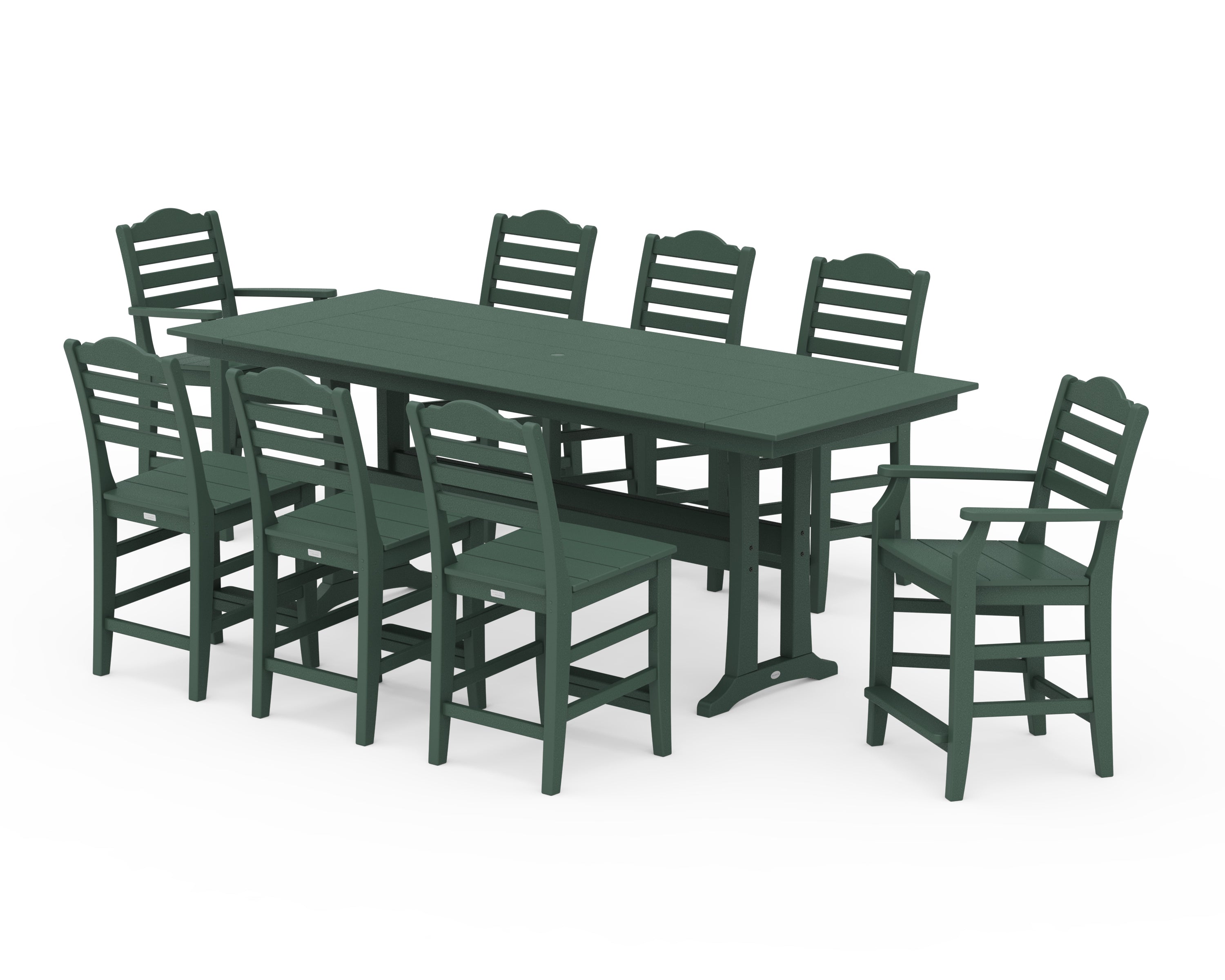 Draper James™ by  POLYWOOD® Savannah 9-Piece Farmhouse Counter Set with Trestle Legs in Green