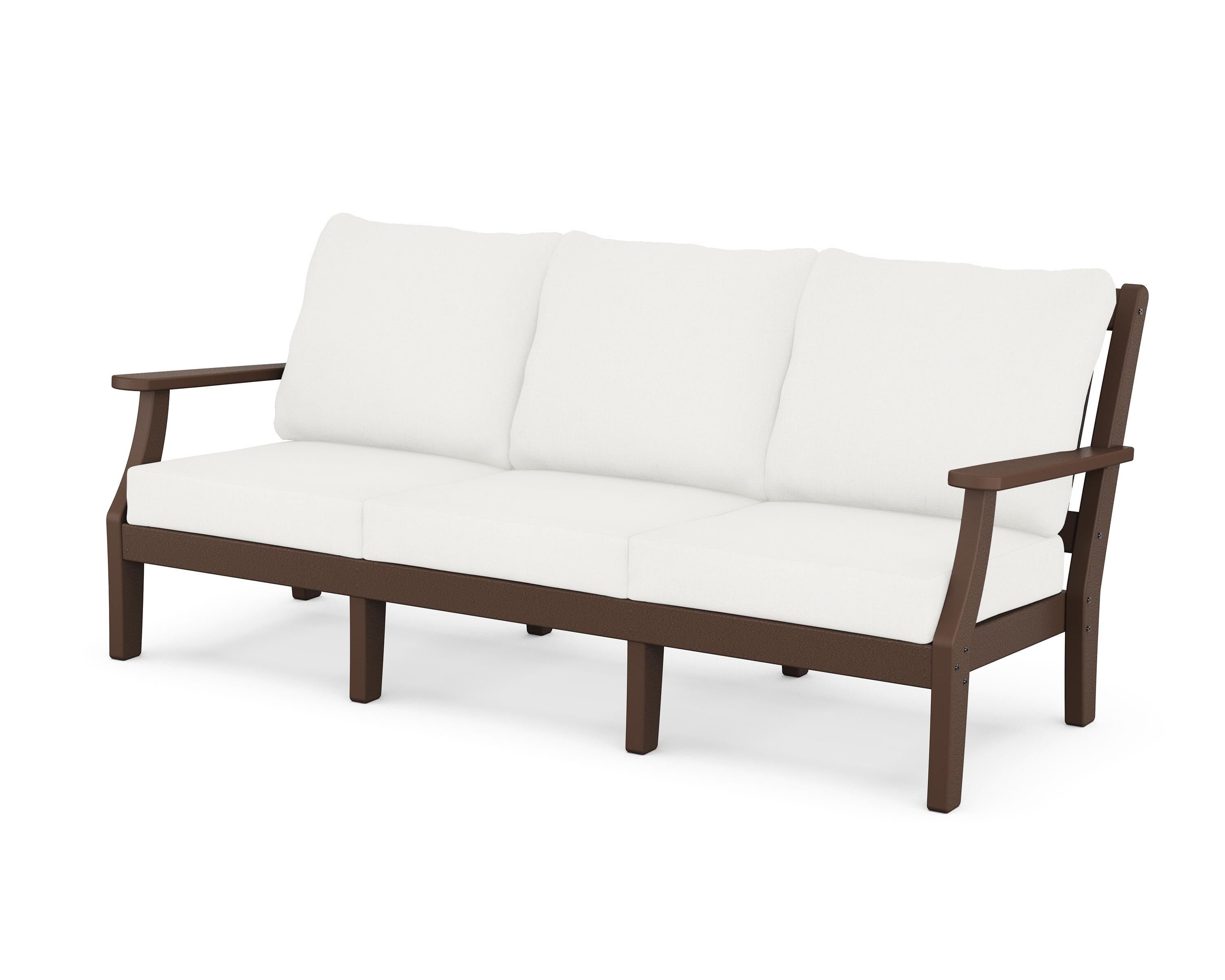 Martha Stewart by POLYWOOD® Chinoiserie Deep Seating Sofa in Mahogany / Natural Linen