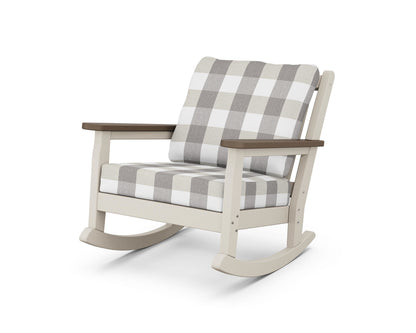 POLYWOOD® Chippendale Deep Seating Rocking Chair in Sand / Kona / Buffalo Plaid Grey Mist