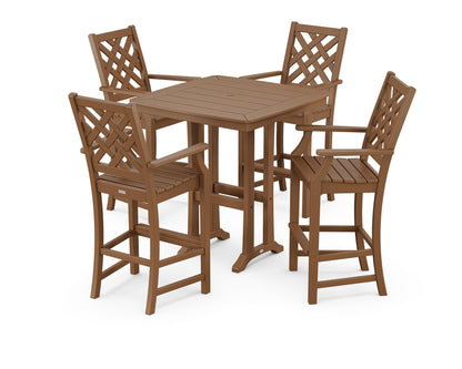 Country Living Wovendale 5-Piece Bar Set with Trestle Legs in Teak
