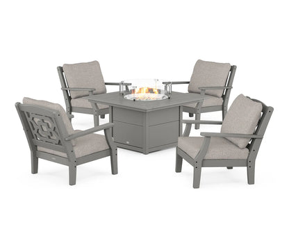 Chinoiserie 5-Piece Deep Seating Set with Fire Pit Table