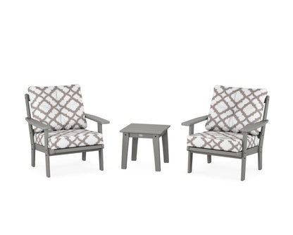 POLYWOOD® Prairie 3-Piece Deep Seating Set in Slate Grey / Trellis Grey Mist
