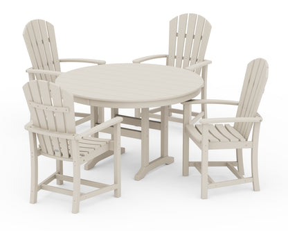POLYWOOD® Palm Coast 5-Piece Round Farmhouse Dining Set in Sand