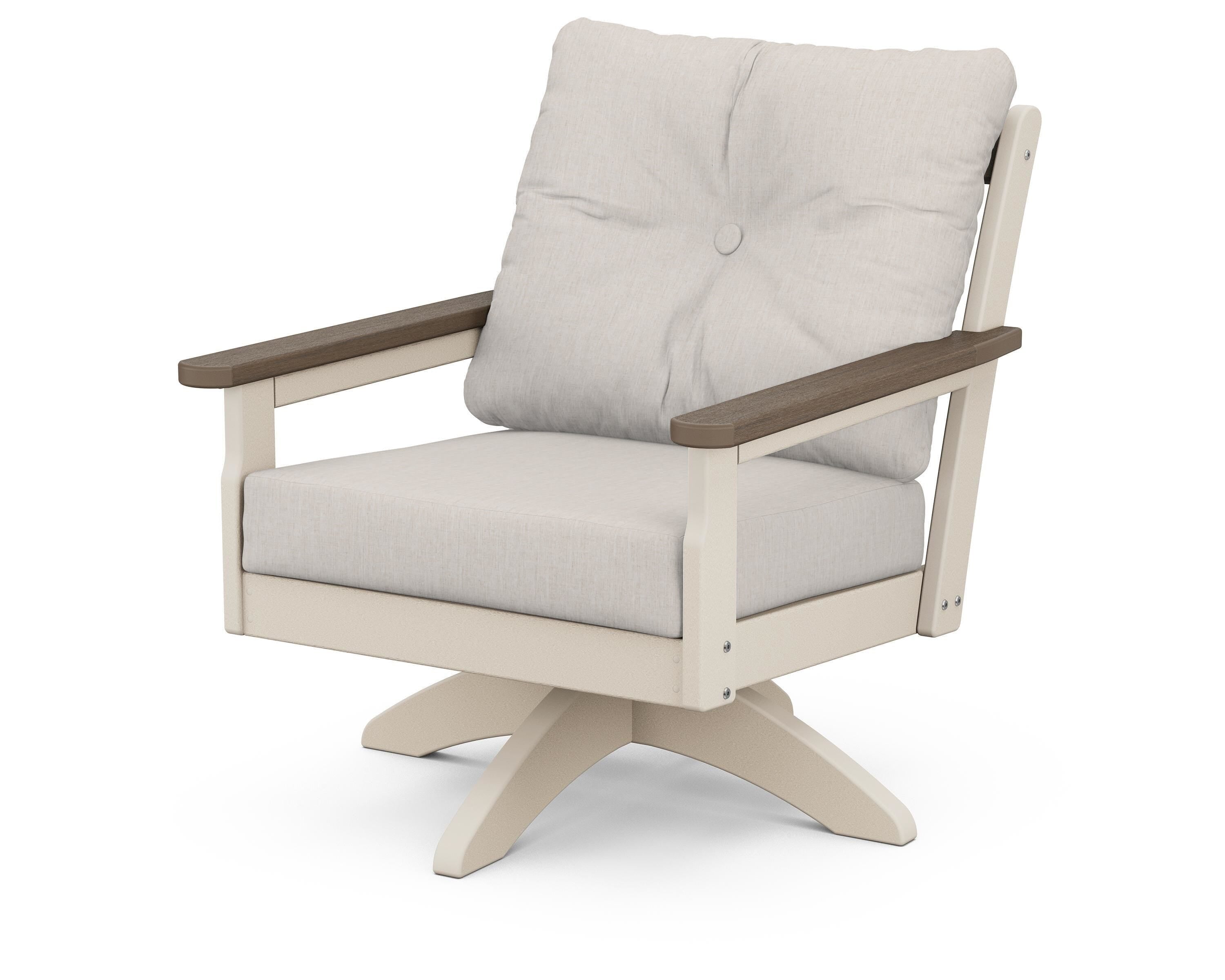 POLYWOOD® Vineyard Deep Seating Swivel Chair in Sand / Kona / Cast Ash