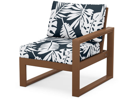 POLYWOOD® EDGE Modular Right Arm Chair in Teak / Leaf Marine Indigo