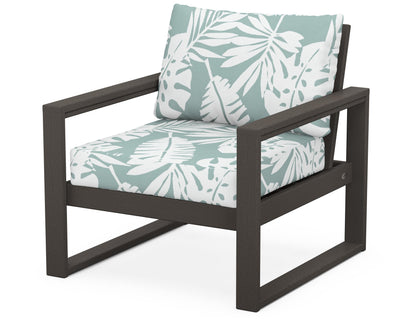 POLYWOOD® EDGE Club Chair in Vintage Coffee / Leaf Glacier Spa