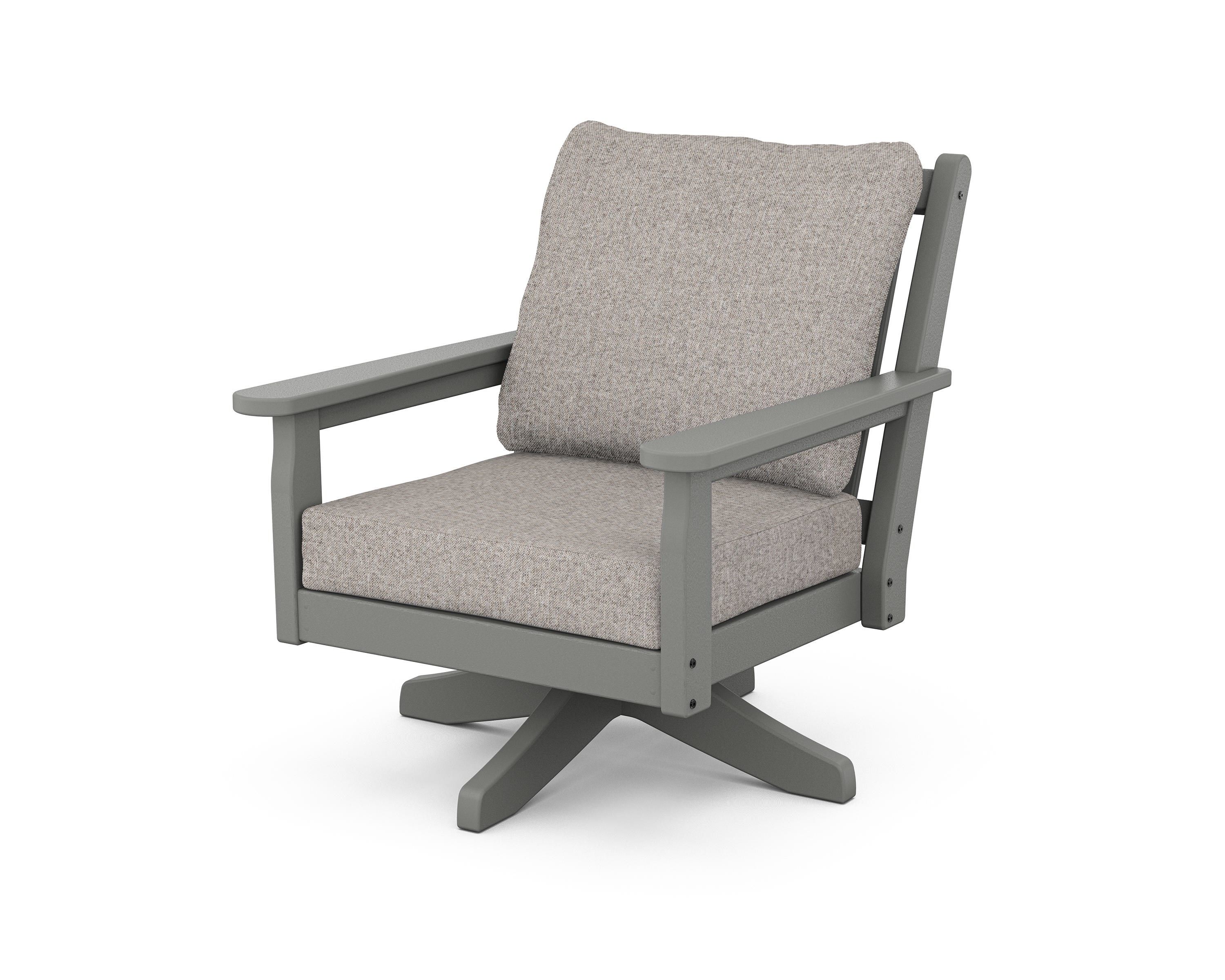 POLYWOOD® Chippendale Deep Seating Swivel Chair in Slate Grey / Weathered Tweed