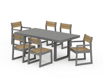 POLYWOOD® EDGE Sling 7-Piece Dining Set in Slate Grey / Burlap Sling
