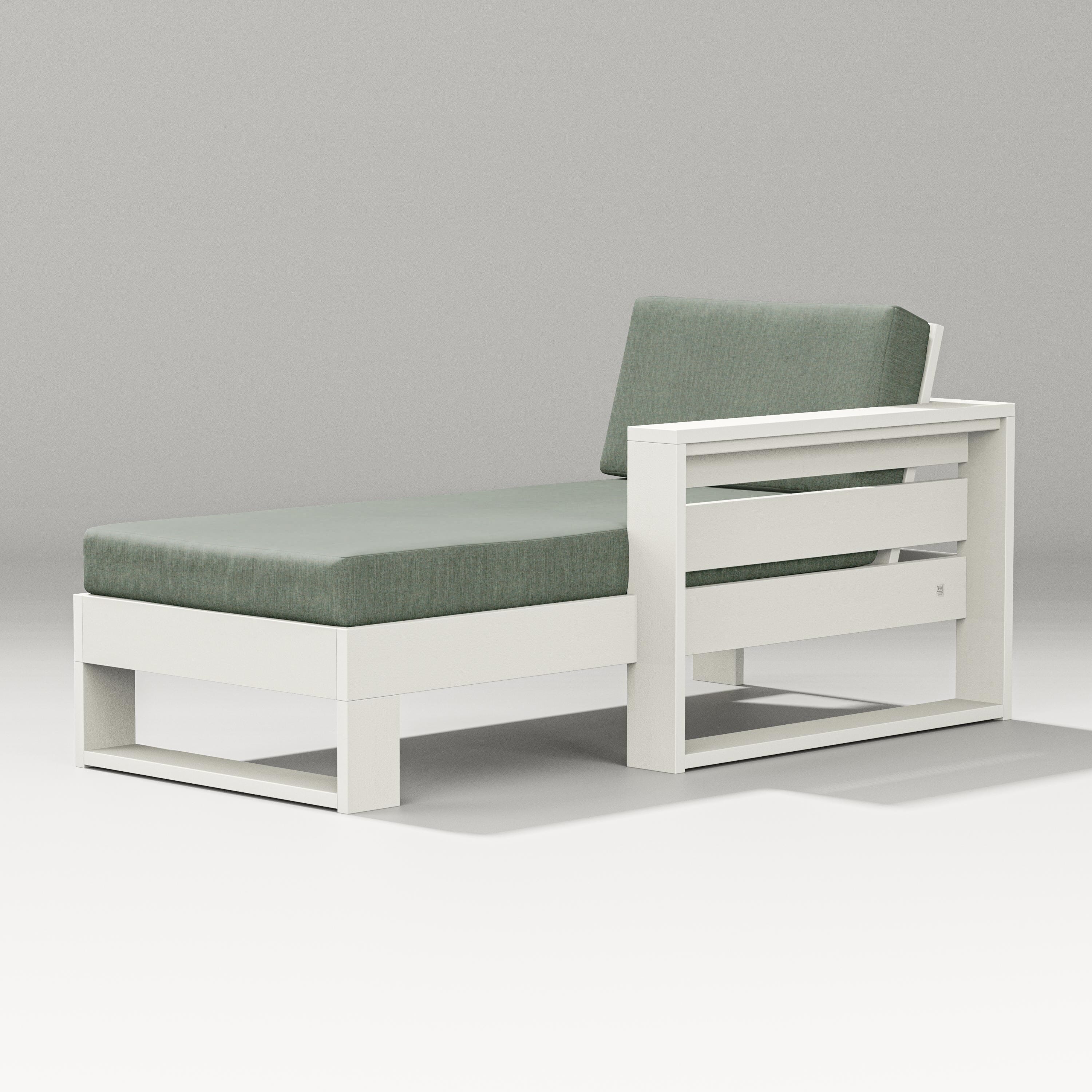 PW Designer Series Latitude Modular Right Arm Chaise in Vintage White / Cast Sage