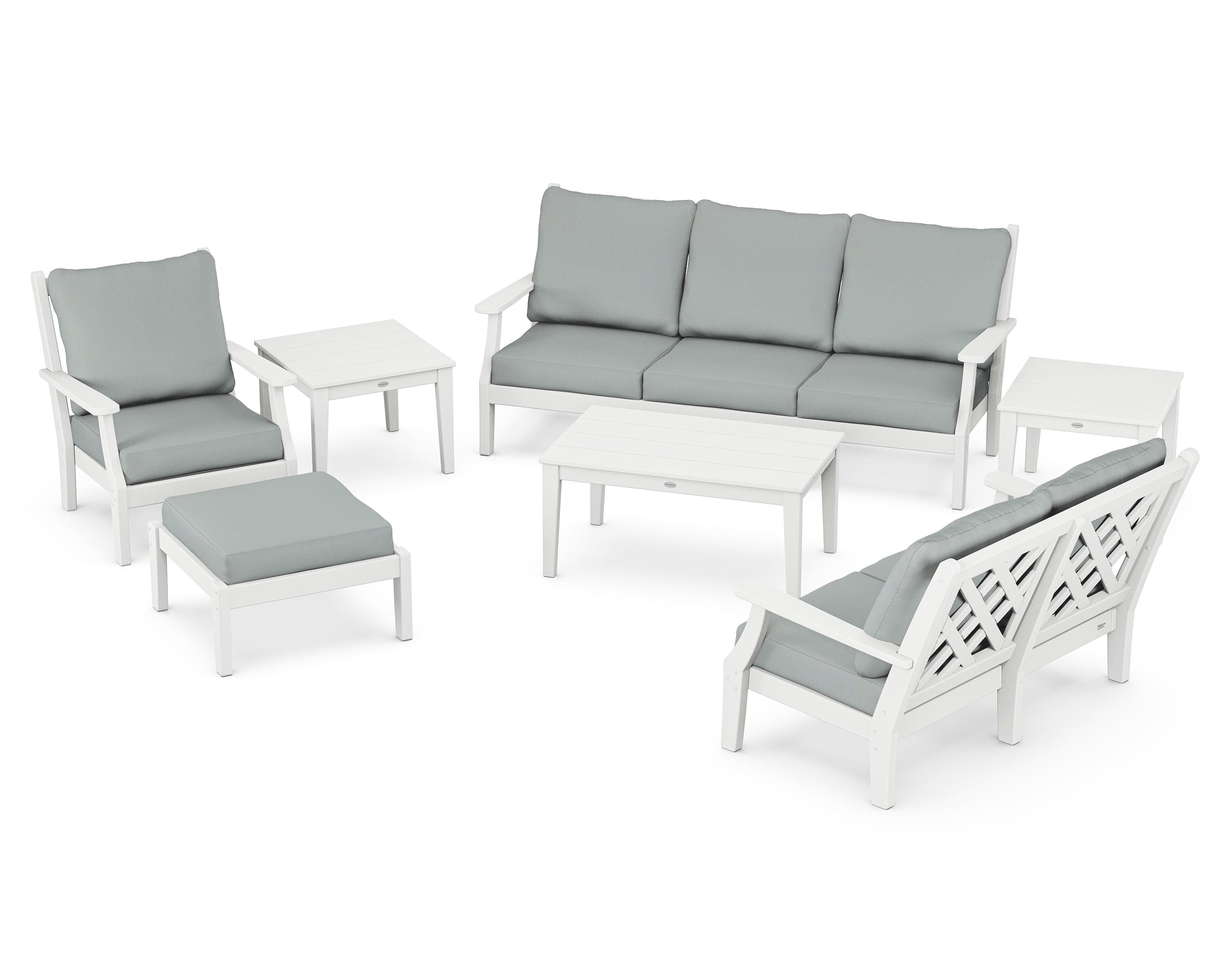 Country Living Wovendale 7-Piece Deep Seating Set in White / Spa
